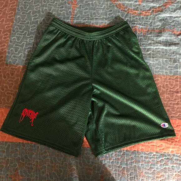 Revenge Mesh Embroidered Shorts Green - Picture 2 of 6